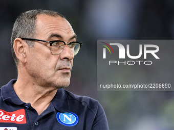 Maurizio Sarri manager of Napoli during the Serie A match between Lazio and Napoli at Olympic Stadium, Roma, Italy on 20 September 2017.  (