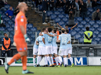 Stefan de Vrij of Lazio celebrates scoring first goal during the Serie A match between Lazio and Napoli at Olympic Stadium, Roma, Italy on 2...