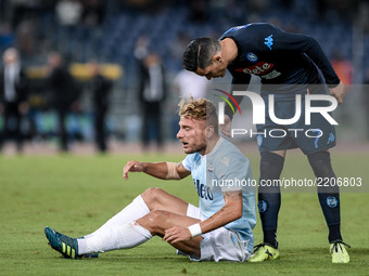 Jos Callejn of Napoli and Ciro Immobile of Lazio during the Serie A match between Lazio and Napoli at Olympic Stadium, Roma, Italy on 20 Sep...