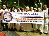 Protestors and religious march in defense of religious freedom in Praça da República, central São Paulo, Brazil, on 20 September 2017. The w...