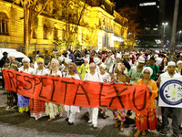 Protestors and religious march in defense of religious freedom in Praça da República, central São Paulo, Brazil, on 20 September 2017. The w...