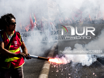 Demonstration against labour reform in Lyon, France, on September 21, 2017. (