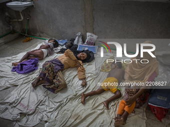 Rohingya refugee patients take rest at Cox’s Bazar Hospital, Chittagong. September 21,2017.Nearly 400,000 Rohingya refugees have fled into B...