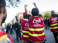 Nearly 5,000 demonstrators marched through the streets of Lille on September 21, 2017 for the 2nd national mobilization against the labor la...