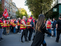Nearly 5,000 demonstrators marched through the streets of Lille on September 21, 2017 for the 2nd national mobilization against the labor la...