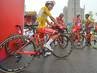 The Yellow Jersey, Kevin Rivera Serrano from Androni Sidermec Bottecchia team, awaits for the start to the fourth stage of the 2017 Tour of...