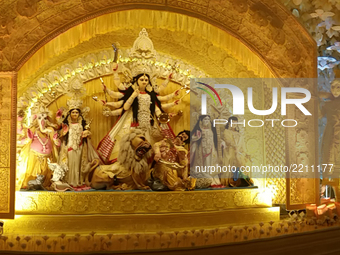 Panoramic view of a Puja pandal or a temporary platforms for the upcoming Durga Puja Festival in Kolkata, India on Friday , 22nd September 2...