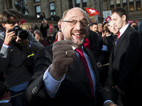 Chancellor candidate of the Social Democratic Party (SPD) Martin Schulz arrives at an election rally at Gendarmenmarkt in Berlin, Germany on...