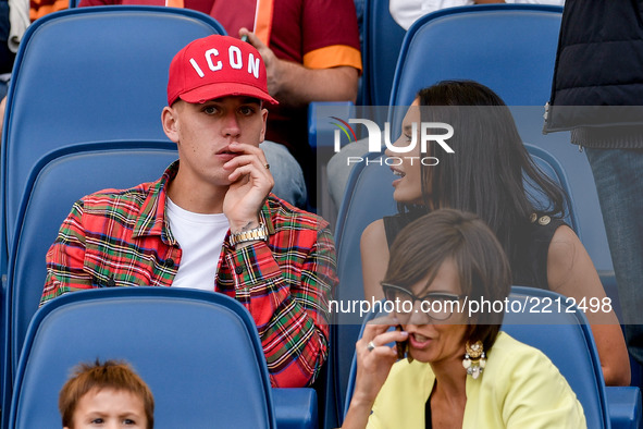 Rick Karsdorp of Roma and his girlfriend Astrid Lentini during the Serie A match between Roma and Udinese at Olympic Stadium, Roma, Italy on...