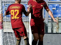 Edin Dzeko of Roma celebrates scoring first goal during the Serie A match between Roma and Udinese at Olympic Stadium, Roma, Italy on 23 Sep...