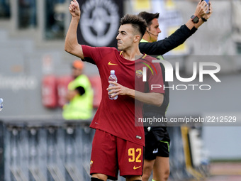 Stephan El Shaarawy of Roma celebrates scoring third goal during the Serie A match between Roma and Udinese at Olympic Stadium, Roma, Italy...