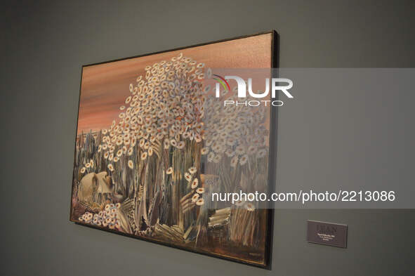 A painting by Ukrainian surrealist artist Ivan Marchuk can be seen at an exhibition in Ankara, Turkey on September 23, 2017. The exhibition,...
