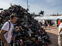 23rd edition of the footwear pyramid of the NGO Handicap International in Lyon, France, September 23, 2017. (
