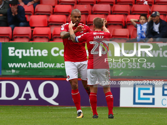 Charlton Athletic's Josh Magennis celebrates scoring his sides first goal 
during Sky Bet  League One match between Charlton Athletic agains...