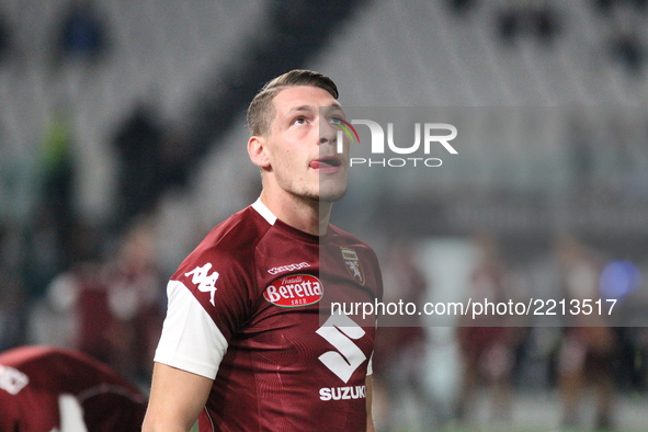 Andrea Belotti (Torino FC) before the Serie A football match between Juventus FC and Torino FC at Allianz Stadium on 23 September, 2017 in T...
