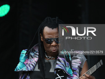 Banda Cidade Negra, performs on the Sunset Stage with vocals singer Toni Garrido. On a hot sunny day in early spring, thousands of people ar...