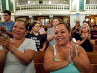 The community comes together during a special mass for people of Mexico and Puerto Rico at Saint Patrick Church in Norristown, PA, on Septem...