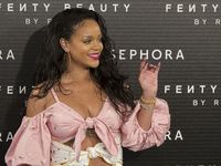Singer Rihanna attends the 'Fenty Beauty' photocall at Callao cinema on September 23, 2017 in Madrid, Spain. (