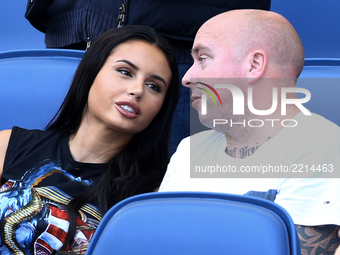 Rick Karsdorp girlfriend Astrid Bella on the tribune during the Italian Serie A football match AS Roma vs Udinese on September 23, 2017 at t...