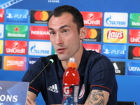 Silvio Proto (Olympiacos FC) speaks during the Olympiakos FC press conference on the eve of  the UEFA Champions League (Group D) match betwe...