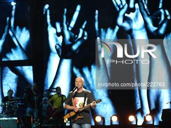 Sopot, Poland 23.08.2014 Kuba Sienkiewicz and Elektryczne Gitary band performs on the satge during the second day of Sopot Festival in Fores...