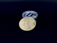 A view of Bitcoin cryptocurrency token. (
