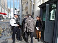 Trade unionists of French police arrive to meet the Minister of Interior Gérard Collomb on October 09, 2017, place Beauvau,  in Paris. Frenc...