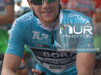 Sam Bennett from Bora–Hansgrohe team at the start to the second stage - the 206km Turkish Airlines Kumluca to Fethiye stage of the 53rd Pres...