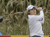 Min Ji Park of South Korea action on the 9th tee during an KEB HANA BANK LPGA Championship day 1 at Sky72 Ocean Golf range in Incheon, South...