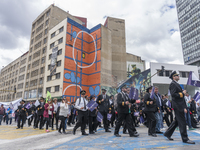 Pilots of ACDAC (Colombian Association of Civil Aviators) protesting the 22-day strike in Bogota, Colombia on 12 October 2017. (