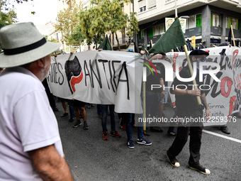 Anti-fascists group marched in Barcelona to protest against the Spanish NationalDay, in Barcelona, Spain, on 12 October 2017.(
