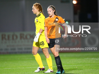 L-R Sophie Harris of London Bees and Ocean Rolandsen of London Bees
during The FA WSL Continental Tyres Cup match between Arsenal against Lo...