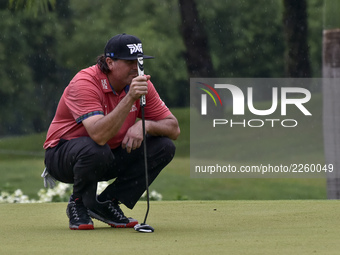 Pat Perez of USA in action during the second round of the CIMB Classic 2017 golf tournament on October 13, 2017 at TPC Kuala Lumpur, Malaysi...