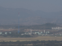 View of North Korea's Gijungdong propaganda village from Dora Observatory in South Korea near the DMZ, October 13, 2017. (