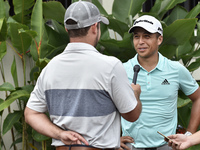 Xander Schauffele of USA has an interview with press during the second round of the CIMB Classic 2017 golf tournament on October 13, 2017 at...