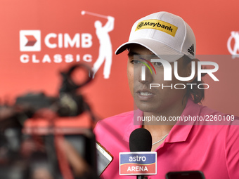 Gavin Kyle Green of Malaysia has an interview with press during the second round of the CIMB Classic 2017 golf tournament on October 13, 201...