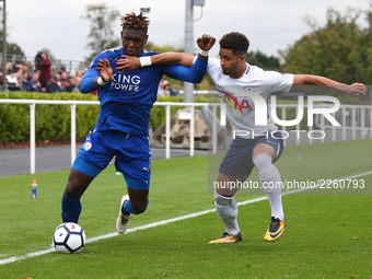 Darnell Johnson of Leicester City Under 23s holds of Keanan Bennetts of Tottenham Hotspur Under 23s 
during Premier League 2 Div 1 match bet...