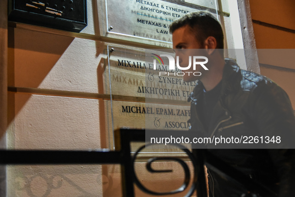 Epameinondas, Nontas Zafeiropoulos, the son of the victim, himself a lawyer too in Athens on October 13, 2017. The lawyer was murdered in hi...