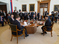 Presidents: Andrzej Duda of Poland, Milos Zeman of the Czech Republic, Andrej Kiska of Slovakia and Janos Ader of Hungary during their meeti...
