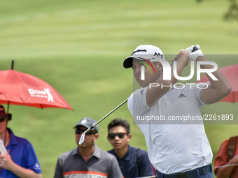 Xander Schauffele of USA in action during the CIMB Classic 2017 day 3 on October 14, 2017 at TPC Kuala Lumpur, Malaysia. (