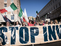 Demonstration organized by right movements against the work to immigrants, against the IUS Soli and against the foreign invasion. in Rome, I...