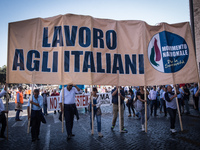 Demonstration organized by right movements against the work to immigrants, against the IUS Soli  and against the foreign invasion. in Rome,...