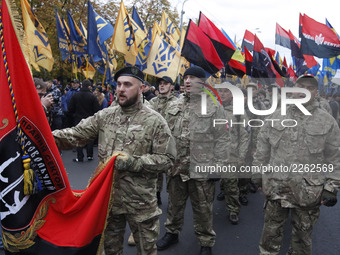 Ukrainian far-right activists from different nationalist parties attend a 