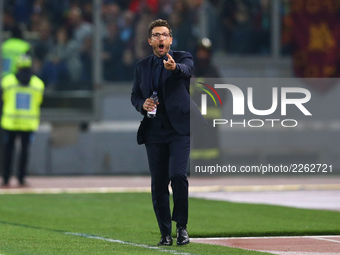 Eusebio Di Francesco manager of Roma during the Italian Serie A football match AS Roma vs Napoli at the Olympic Stadium in Rome, on October...