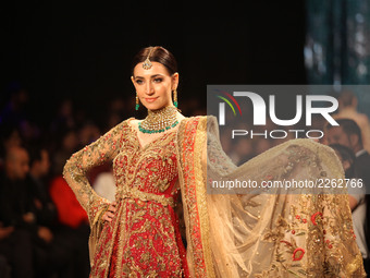 Fashion models  walks on the ramp during the 1st  day of the PFDC L`Oreal Paris Bridal Week 2017. 14 October 2017 , Lahore Pakistan . Nur ph...