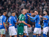 Players of Napoli celebrate the victory during the Serie A match between Roma and Napoli at Olympic Stadium, Roma, Italy on 14 October 2017....