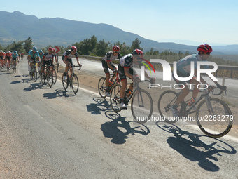 Diego Ulissi (Right) from UAE Team Emirates in the lead during the fifth stage - the 166 km Vestel Selcuk to Izmir, the second last stage of...