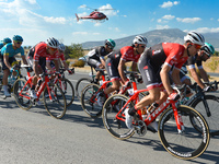 Edward Theuns (Right) from Trek-Segafredo Team leads the peloton during the fifth stage - the 166 km Vestel Selcuk to Izmir, the second last...