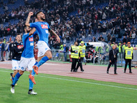Lorenzo Insigne of Napoli celebrates the victory during the Serie A match between Roma and Napoli at Olympic Stadium, Roma, Italy on 14 Octo...