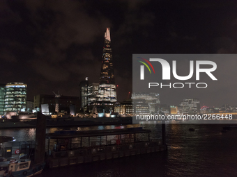 View of the south bank of river Thames and The Shard, London on October 16, 2017 (